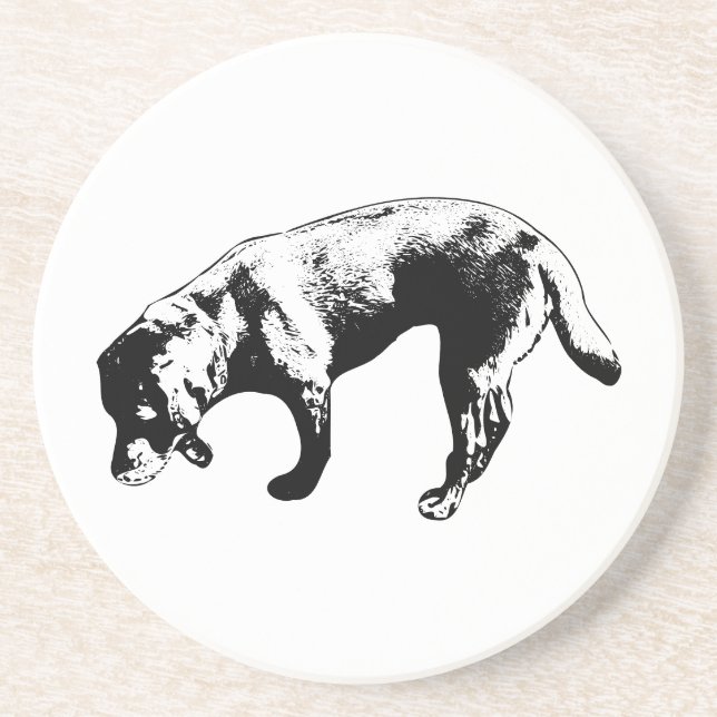 Stylish Sniffing Labrador Ink Art Coaster (Front)