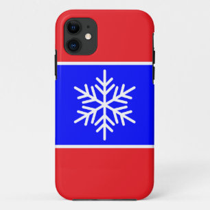 Stylish Snowflake Bright Red Royal Blue Stripes iPhone 11 Case