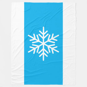 Stylish Snowflake Wide Azure Blue White Stripes Fleece Blanket