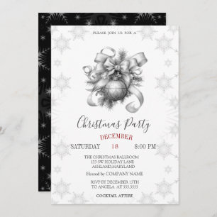 Stylish Snowflakes, Balls Company Christmas Invitation