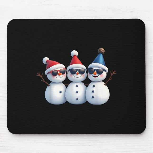 Stylish Snowmen In Winter Wonderland 3 Snowmen Fri Mouse Pad (Front)