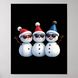 Stylish Snowmen In Winter Wonderland 3 Snowmen Fri Poster