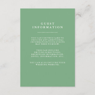 Stylish Soft Green Wedding Guest Information Enclosure Card