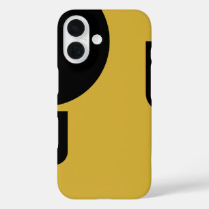 Stylish Solid Black Shaped on Metallic Gold iPhone 16 Case