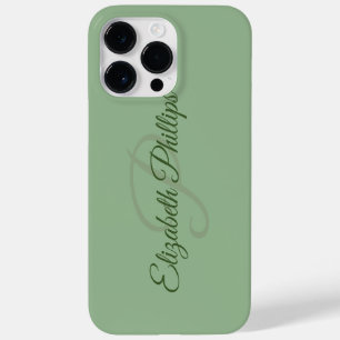 Stylish Solid Green Initial Letter Monogram Case-Mate iPhone 14 Pro Max Case