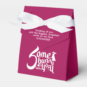 Stylish Some Bunny Love Pun Magenta White Typo  Favour Box