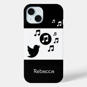 Stylish Songbird Black and White iPhone 15 Case