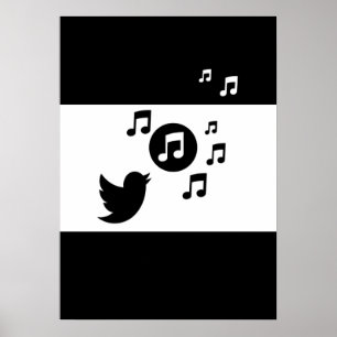 Stylish Songbird Black and White Poster