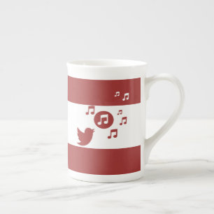 Stylish Songbird Red and White Bone China Mug