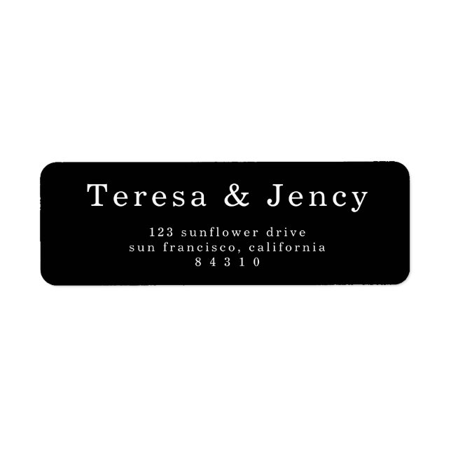 Stylish Sophisticated Black Design Return Address Label (Front)