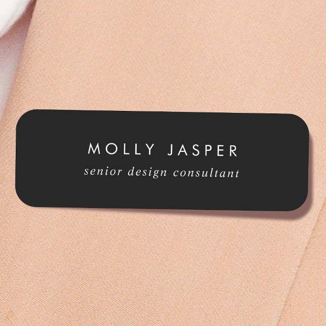 Stylish Sophisticated Modern Minimal Simple Black Name Tag (Creator Uploaded)
