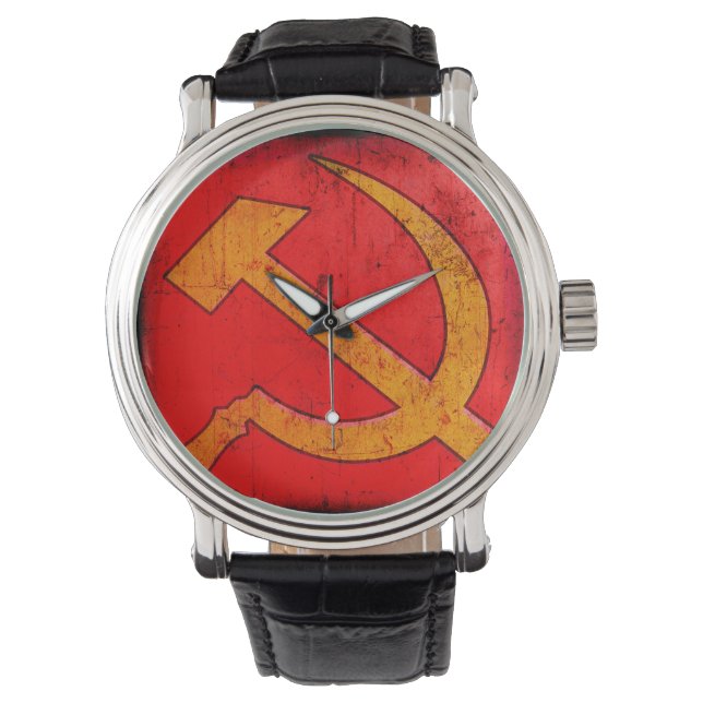 Stylish Soviet Hammer and Sickle Big-Faced Watch (Front)