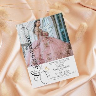 Stylish Spanish Quinceañera 2 Photo Invitation