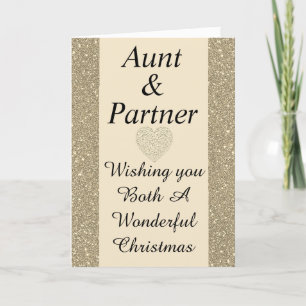 Stylish special aunt & partner Christmas card
