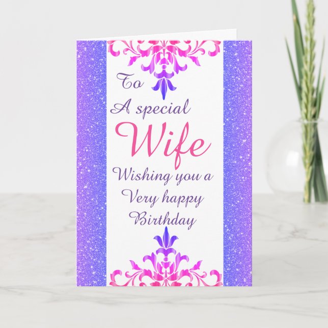 Stylish special wife Birthday card (Front)