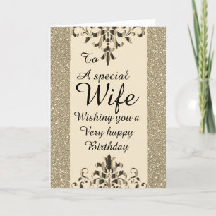Stylish special wife Birthday card