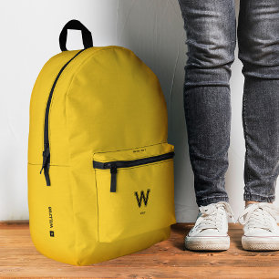 Stylish Sporty Yellow School Monogram Printed Backpack