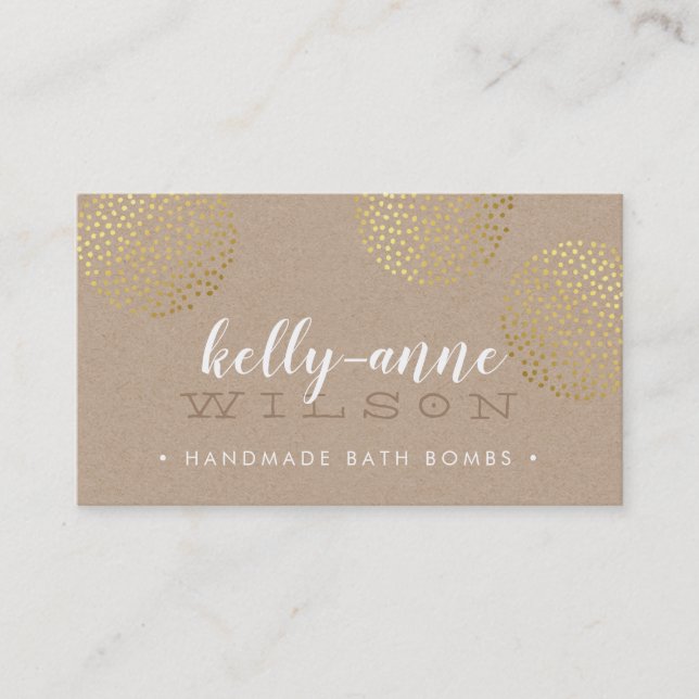 STYLISH SPOTTY SPOT glam gold bath bomb kraft Business Card (Front)