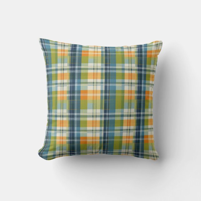 Stylish Spring Colours Check Pattern Tartan Plaid Cushion (Front)