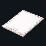 Stylish Spring Floral Pattern Personalised Name Notepad<br><div class="desc">A pretty modern botanical pattern of a variety of cute flowers in lovely shades of purple,  orange,  and yellow,  personalised with your name. Contact me with any questions or requests.</div>
