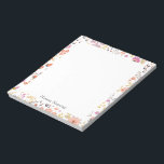 Stylish Spring Floral Pattern Personalised Name Notepad<br><div class="desc">A pretty modern botanical pattern of a variety of cute flowers in lovely shades of purple,  orange,  and yellow,  personalised with your name. Contact me with any questions or requests.</div>