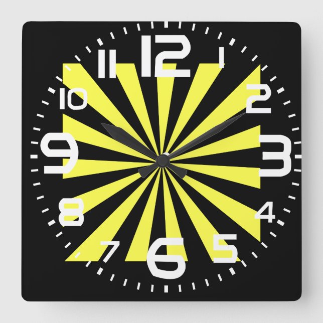 Stylish Starburst Clock. Art Deco look. Square Wall Clock (Front)