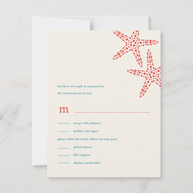 Stylish Starfish Wedding RSVP/Response Cards (Front)