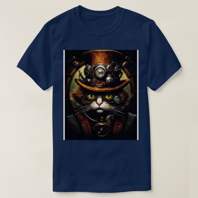 Stylish Steampunk Cat 1 T-Shirt (Design Front)
