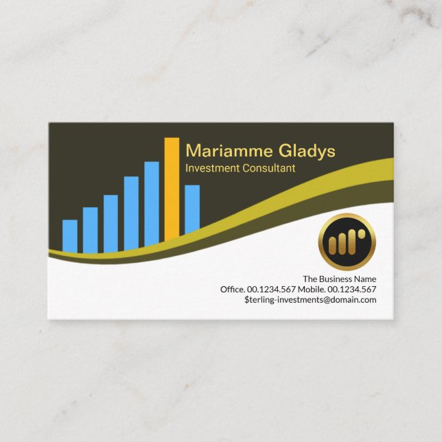 Stylish Stock Exchange City Block Graph Financial Business Card (Front)