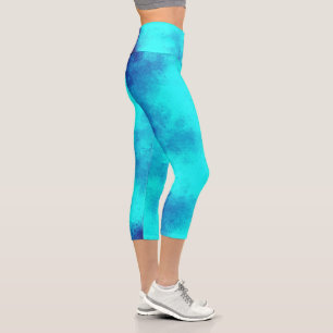 Stylish Storm cloud effect  Blue Capri Leggings
