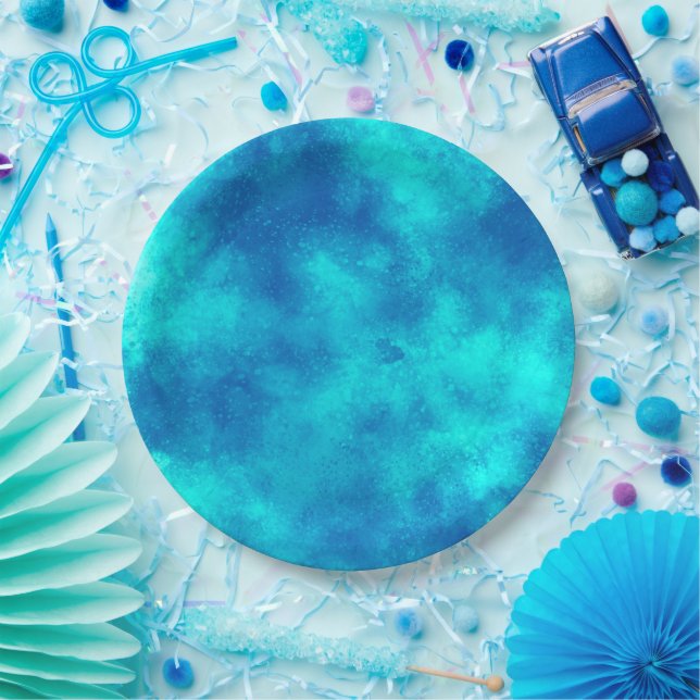 Stylish Storm cloud effect Blue Paper Plate (Party)