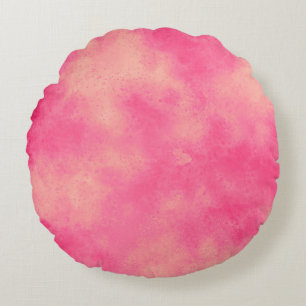 Stylish Storm cloud effect pattern pink yellow Round Cushion