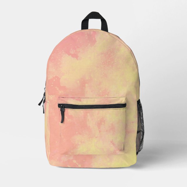Stylish Storm cloud effect pattern Yellow & Peach  Printed Backpack (Front)