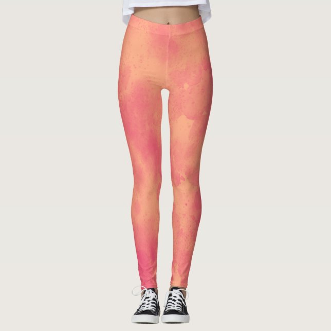 Stylish Storm cloud effect Peach  Leggings (Front)