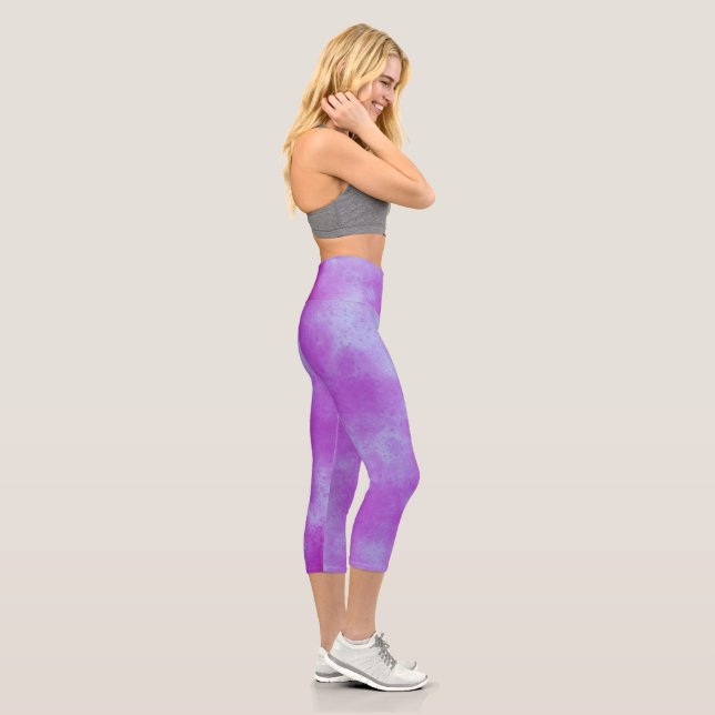 Stylish Storm cloud effect Purple Capri Leggings (Right)