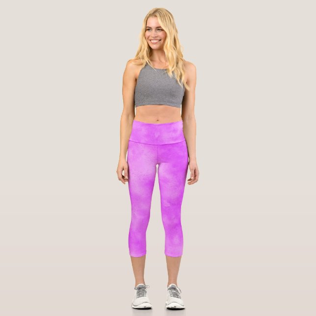 Stylish Storm cloud effect Purple  Capri Leggings (Front)