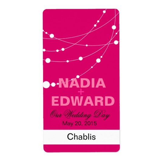 Stylish Strands | fuschia white Wine Label Shipping Label