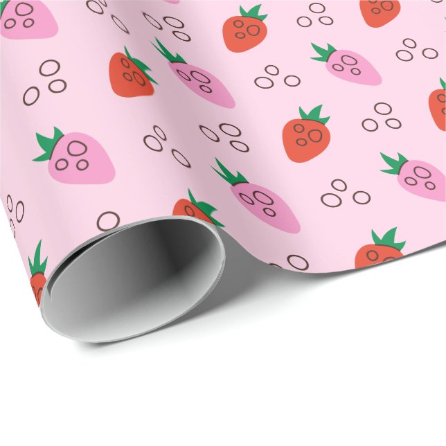 Stylish Strawberry Pattern Wrapping Paper Roll (Roll Corner)