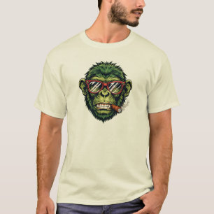 Stylish Street Ape With Red Glasses Urban Gorilla T-Shirt