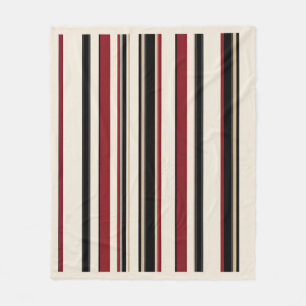 Stylish Striped Black Red Cream Fleece Blanket
