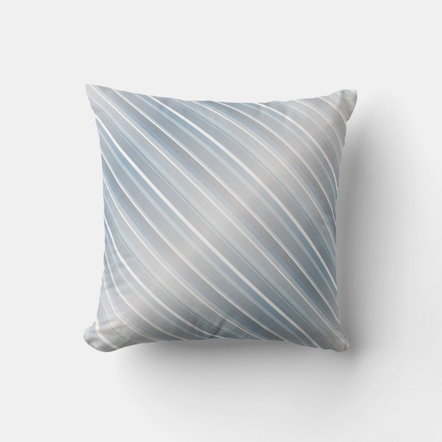 Stylish striped grey-blue  cushion (Front)
