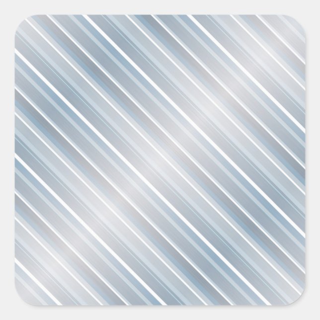 Stylish striped grey-blue  square sticker (Front)