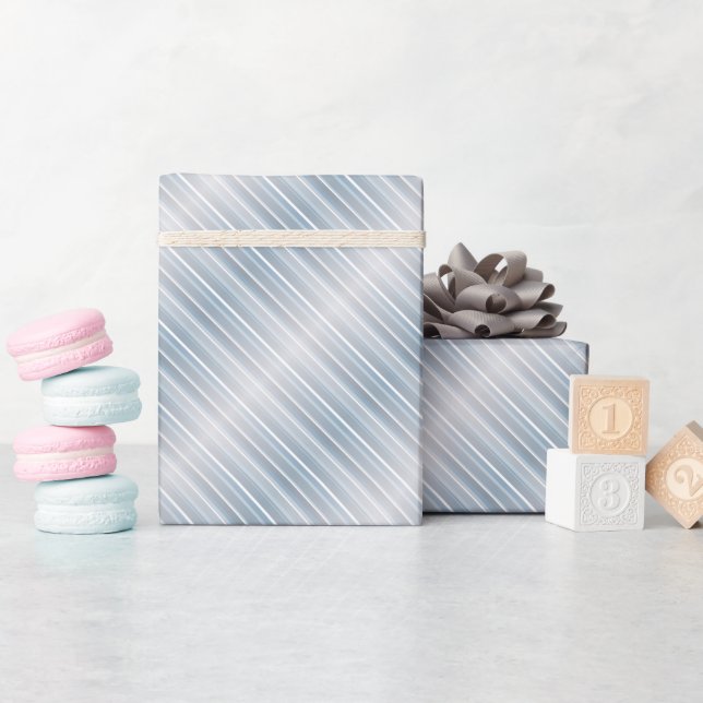 Stylish striped grey-blue  wrapping paper (Baby Shower)