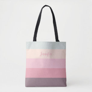 Stylish Striped Trendy Fun Ice Cream Colours Beach Tote Bag