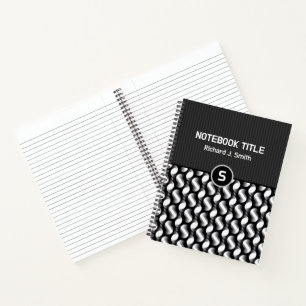Stylish Stripes Abstract Black White Journal