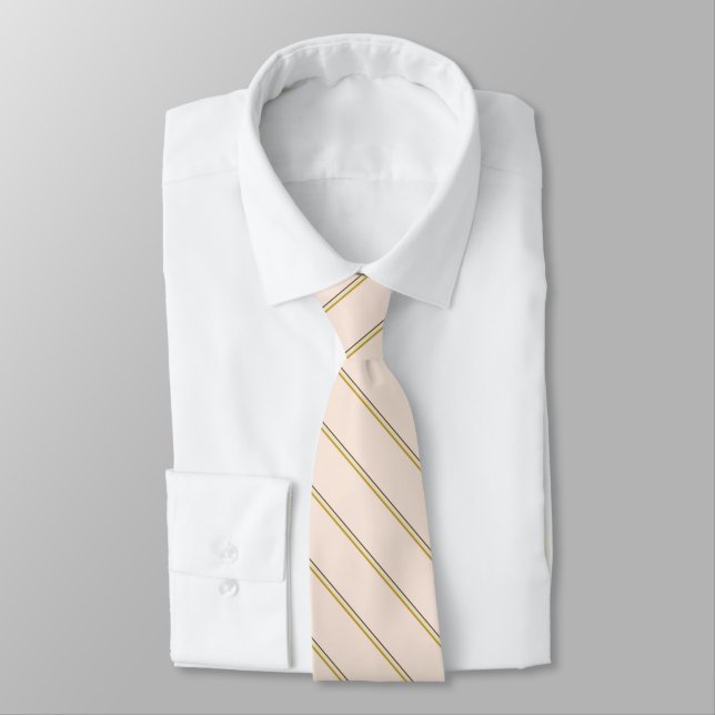 Stylish stripes in natural colours on pale pink tie (Tied)