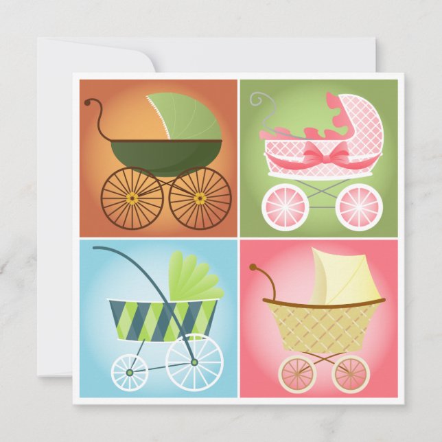 Stylish Strollers Baby Shower Invitation (Front)