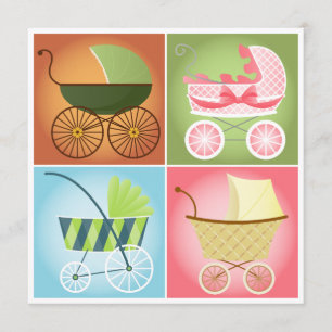 Stylish Strollers Baby Shower Invitation