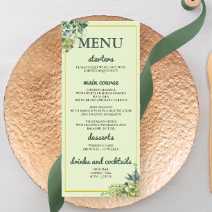 Stylish Succulent Wedding Menu