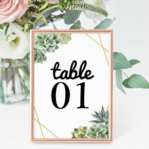 Stylish Succulent Wedding Table Number